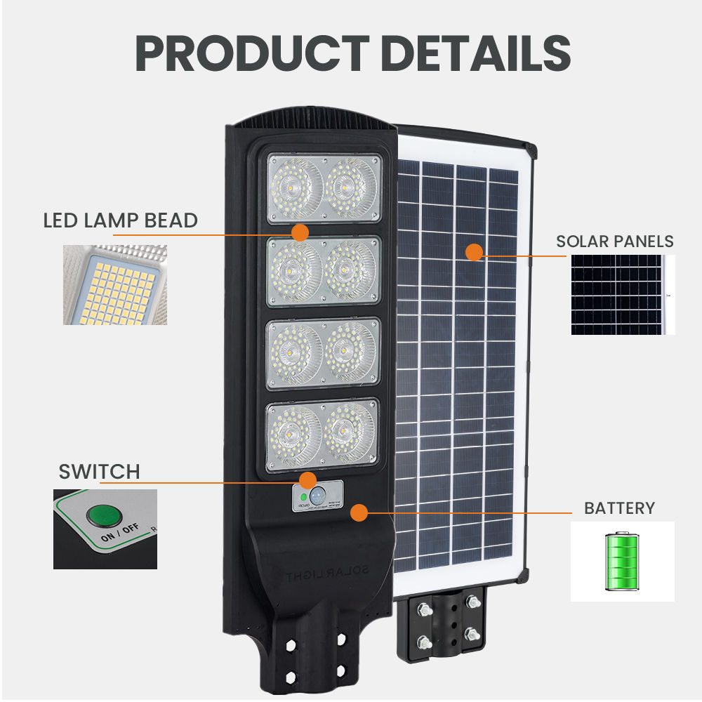 120W Solar Street Lights Outdoor II Dusk to Dawn Sensor Floodlight II 324 PCS LED IP65 High Brightness 15000mAh Battery Solar Streetlight with Remote Control (7)